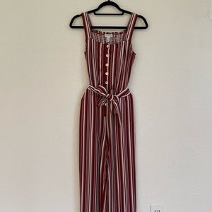 Susan Graver Clay Striped Belted Jumpsuit